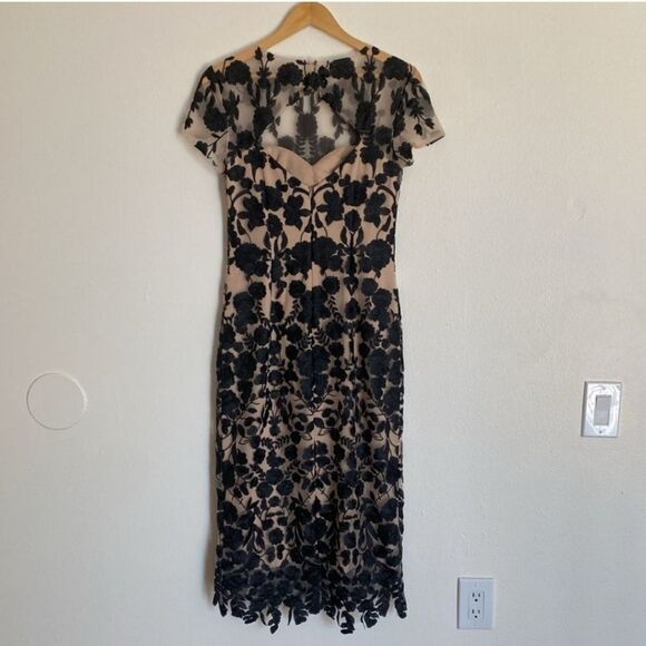 JS Collections Tan and Black Midi Dress - Picture 6 of 12